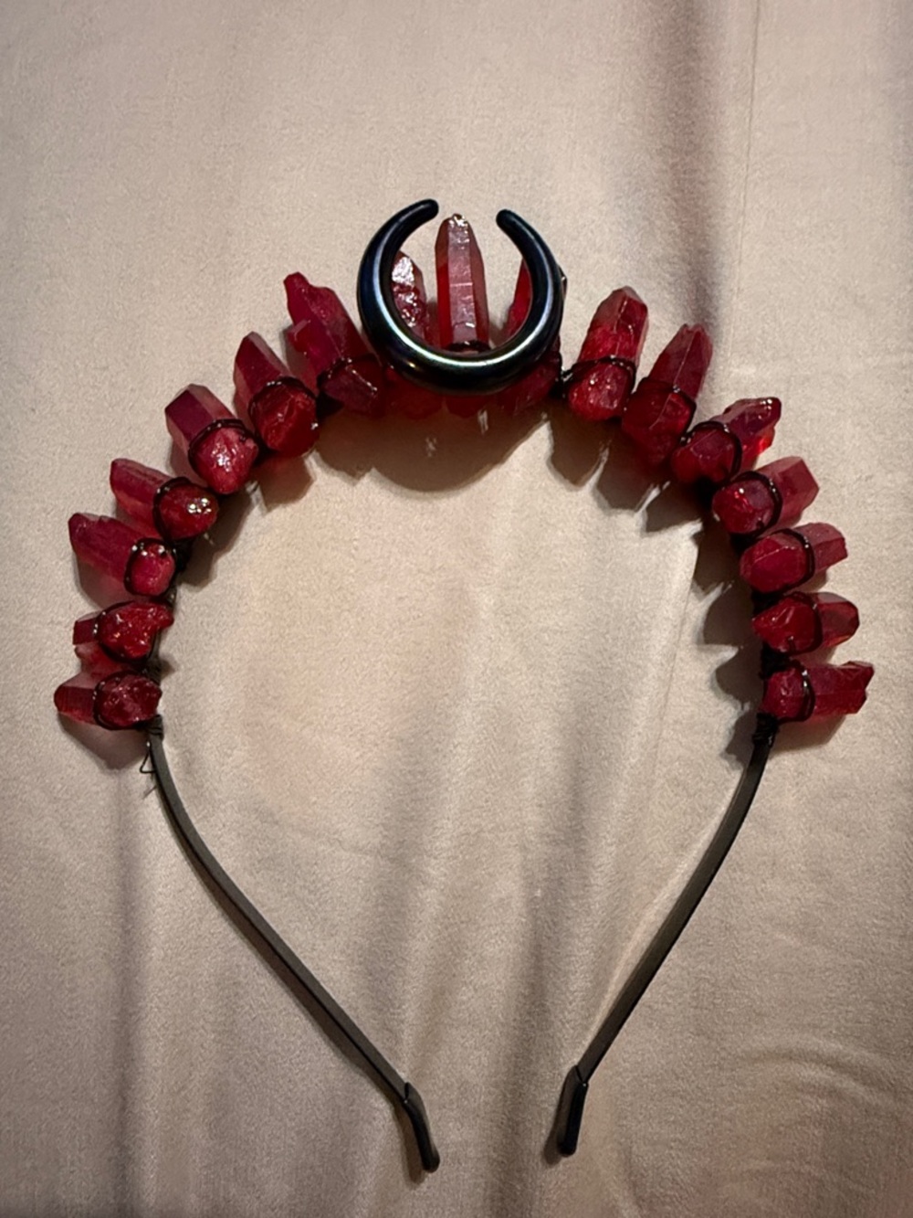 Red Crystal Crescent Headband - Women Accessories